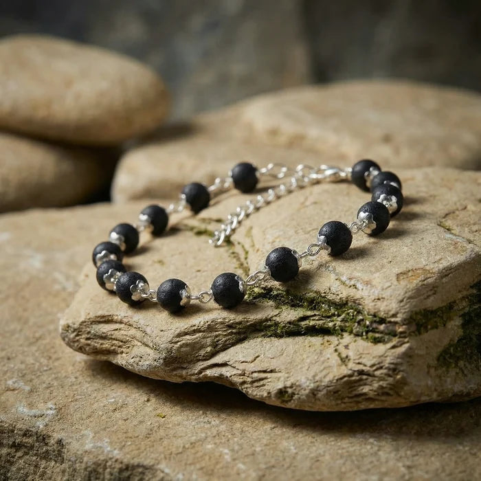 Karungali Silver Cap Bracelet for Men