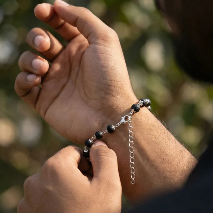 Karungali Silver Cap Bracelet for Men - view 2