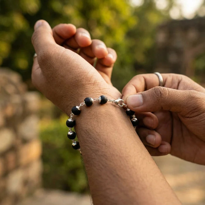 Karungali Silver Cap Bracelet for Men - view 3