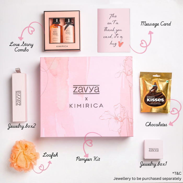 Kimirica women's gift hamper with bath care, chocolates & 925 Sterling Silver necklace boxes – Zavya