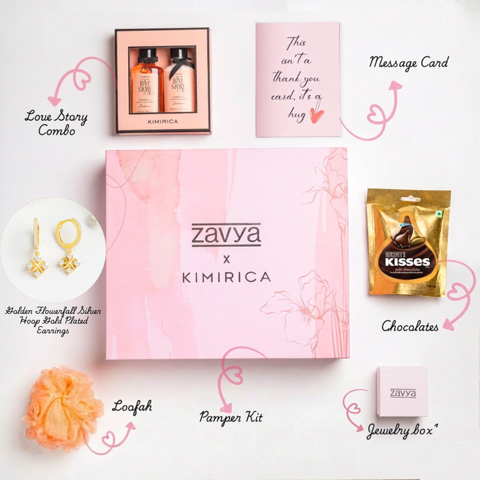 Kimirica x Zavya Golden Flowerfall Silver Hoop Gold Plated Earrings