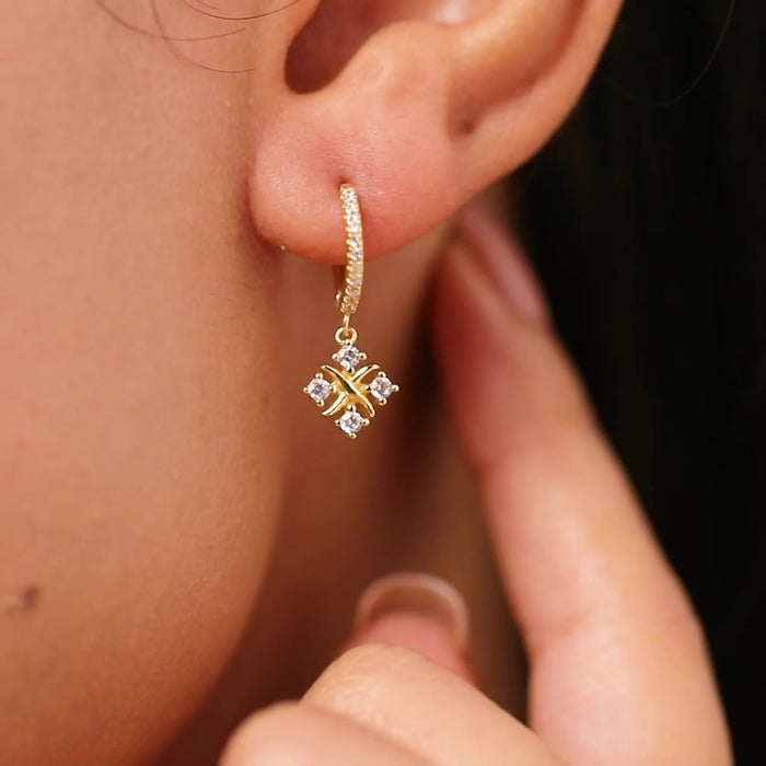 Kimirica x Zavya Golden Flowerfall Silver Hoop Gold Plated Earrings