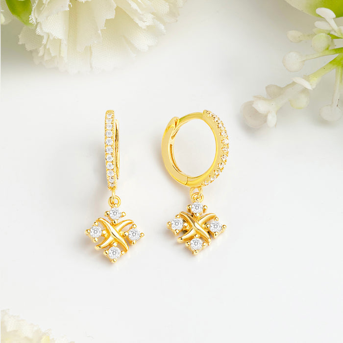 Kimirica x Zavya Golden Flowerfall Silver Hoop Gold Plated Earrings