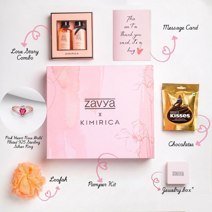 Kimirica x Zavya Pink Heart Rose Gold Plated 925 Sterling Silver Ring