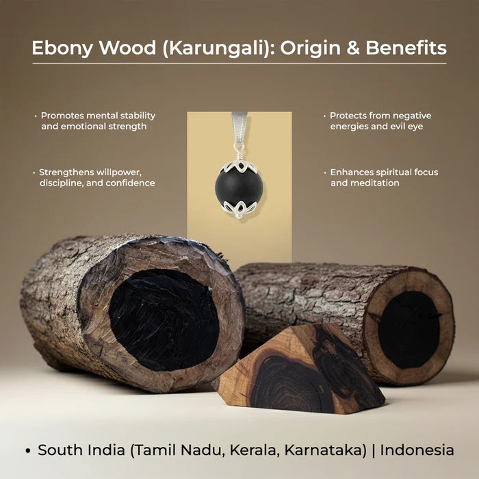 Lord Kartikeya Karungali Pendant in silver finish - view 5