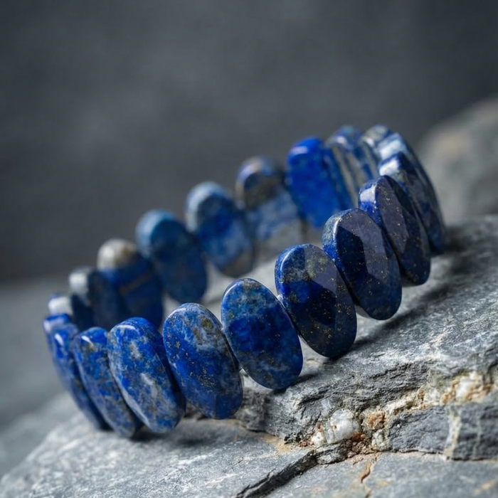 Lapis Lazuli Flat Beaded Bracelet - view 3