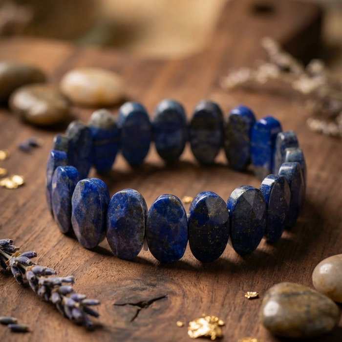 Lapis Lazuli Flat Beaded Bracelet - view 5