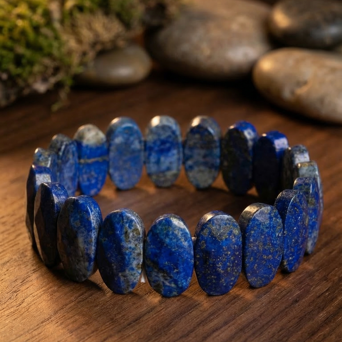 Lapis Lazuli Flat Beaded Bracelet - view 6