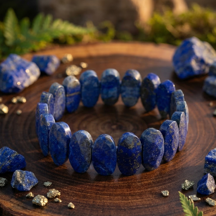 Lapis Lazuli Flat Beaded Bracelet - view 7