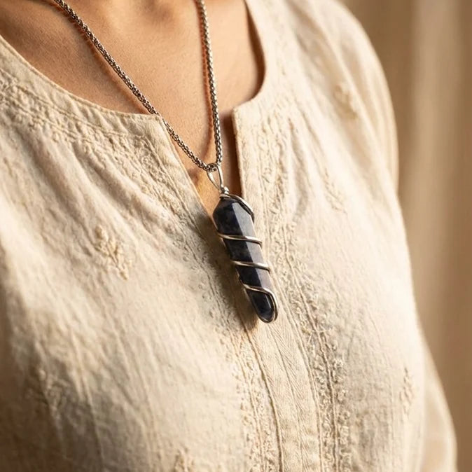 Lapis Lazuli Stone Locket with Chain - view 3