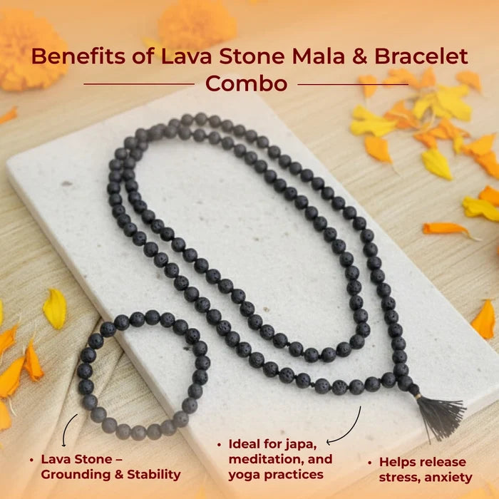Lava Stone Mala & Bracelet Combo - view 4