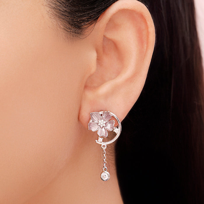 Lavender Bloom Rhodium Plated 925 Sterling Silver Earrings
