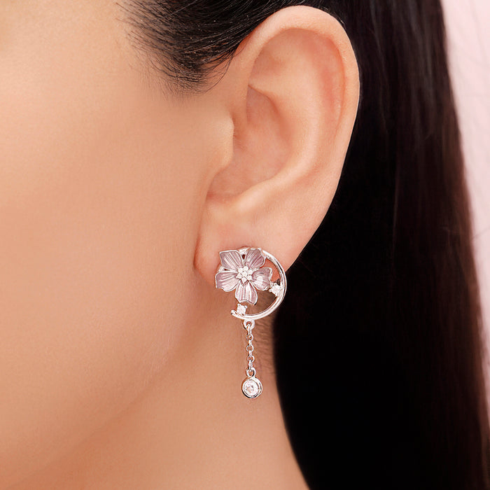 Lavender Bloom Rhodium Plated 925 Sterling Silver Earrings