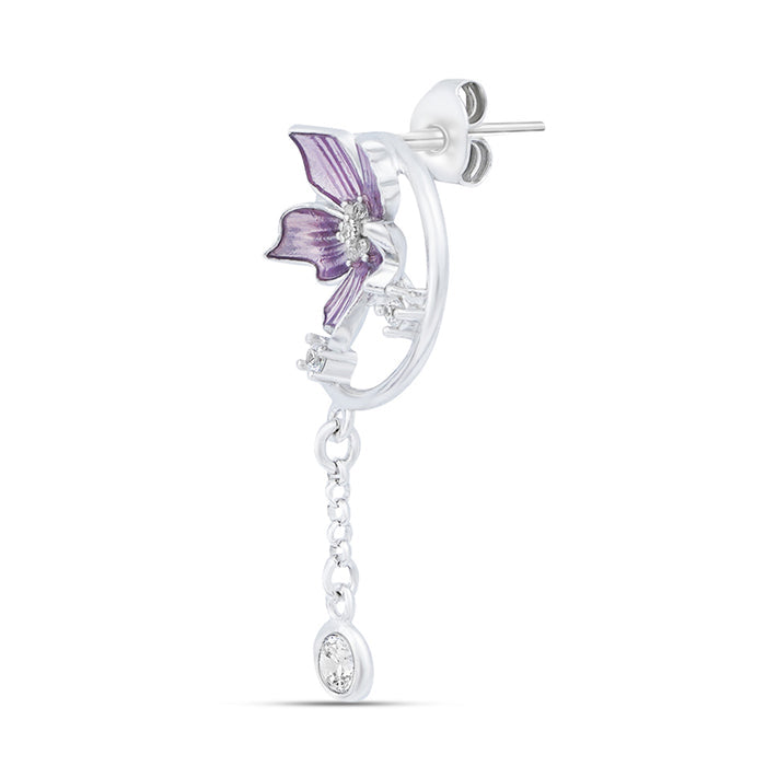 Lavender Bloom Rhodium Plated 925 Sterling Silver Earrings
