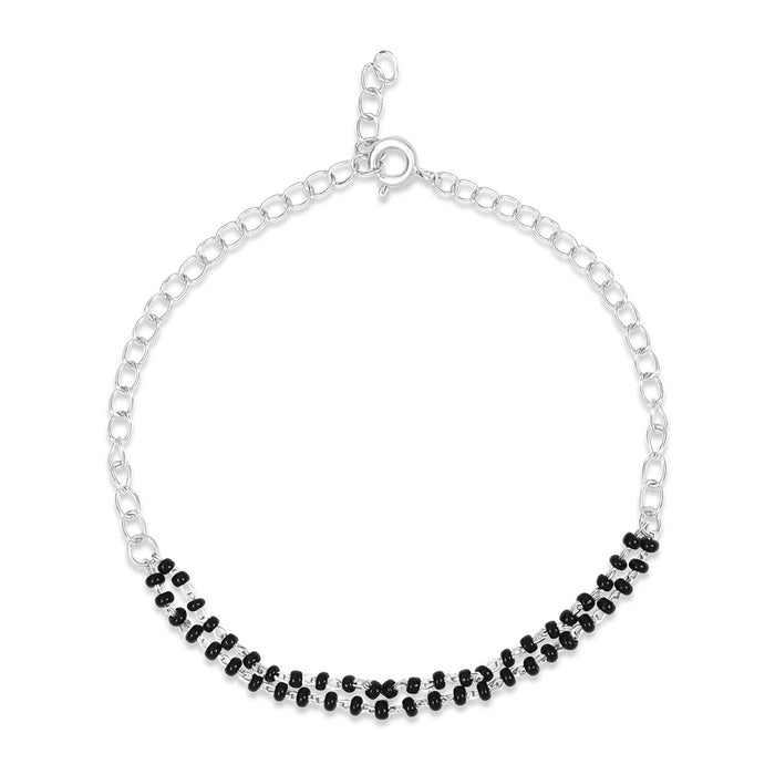 Layered Beads Rhodium Plated 925 Sterling Silver Bracelet