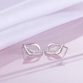 Leaf CZ Studded Rhodium Plated 925 Sterling Silver Stud Earrings