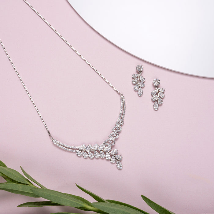 Leaf-Droplet 925 Silver Jewellery Set
