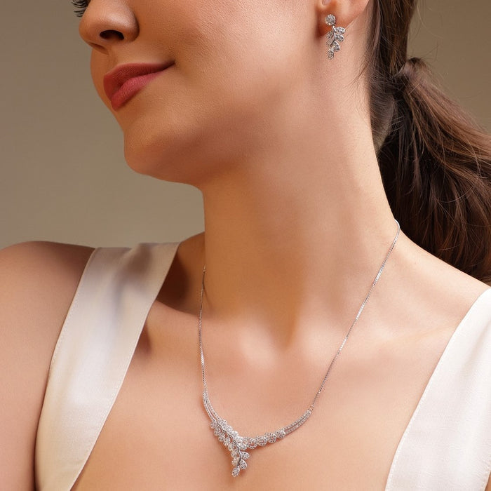 Leaf-Droplet 925 Silver Jewellery Set