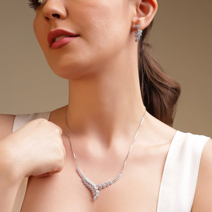 Leaf-Droplet 925 Silver Jewellery Set