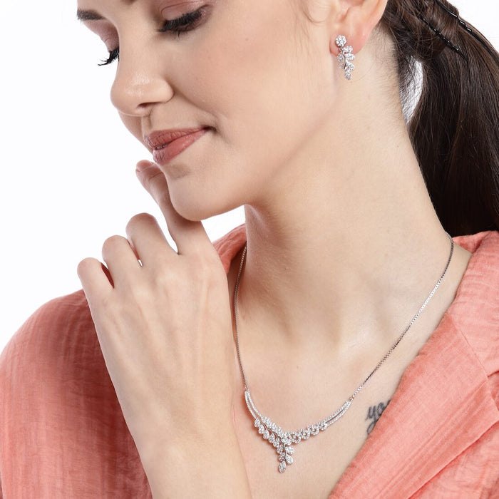 Leaf-Droplet 925 Silver Jewellery Set