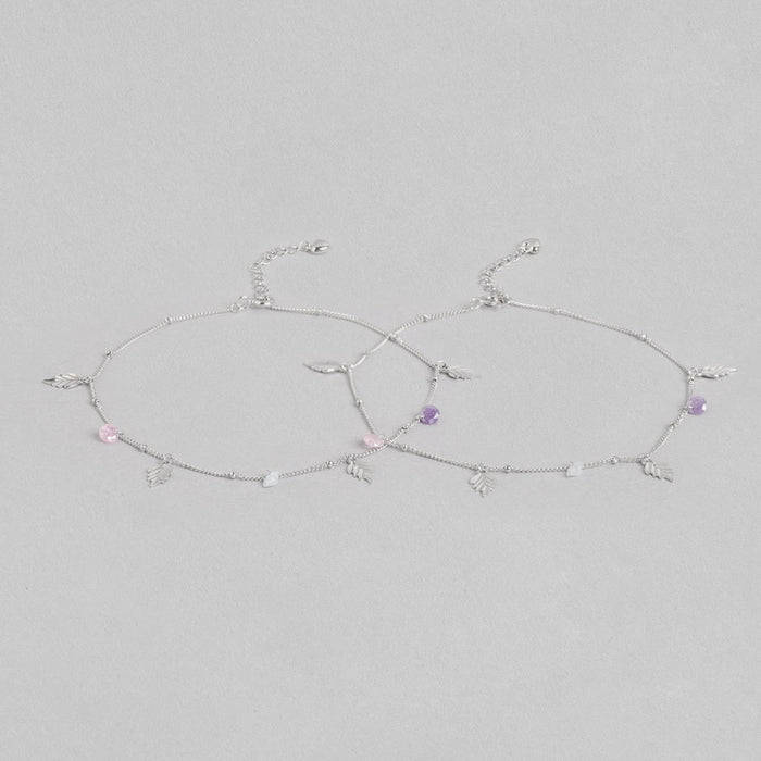 Leaf & Drops 925 Sterling Silver Anklet