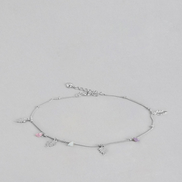 Leaf & Drops 925 Sterling Silver Anklet