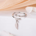 Leaf of Luxury: Rhodium Plated Adjustable 925 Sterling Silver Ring for Her (Adjustable)