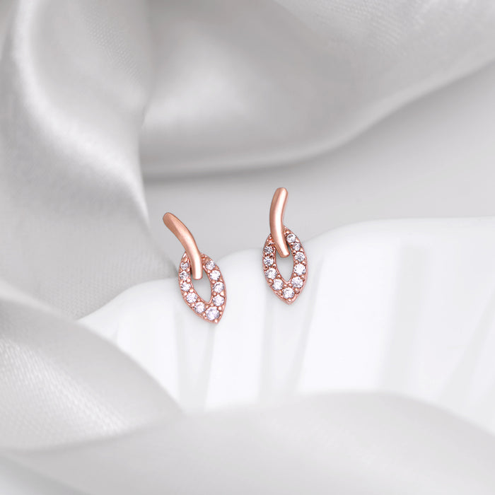 Leaf Rose Gold Plated 925 Sterling Silver Earrings