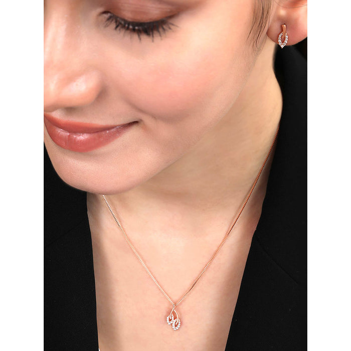 Leaf Whisper Rose Gold Plated 925 Sterling Silver Jewelry Set