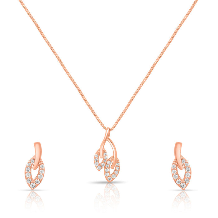 Leaf Whisper Rose Gold Plated 925 Sterling Silver Jewelry Set