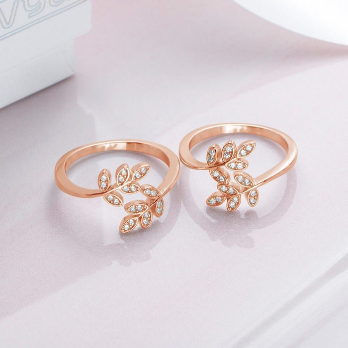925 Sterling Silver Leafy CZ Rose gold Plated 925 Sterling Silver Toe Ring for Women – Zavya