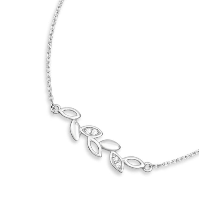 925 Sterling Silver leaf bracelet for women with sparkling cubic zirconia on a delicate chain – Zavya