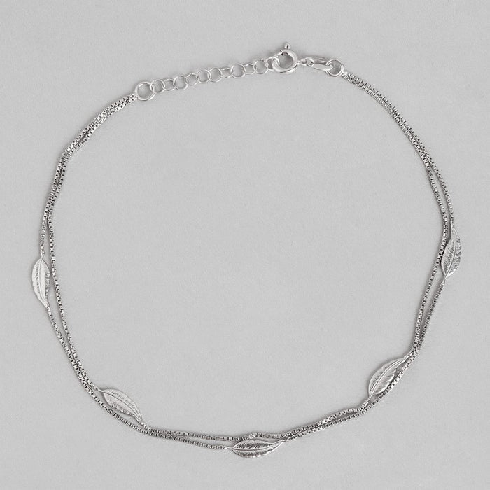 Leafy Multistring Chained 925 Sterling Silver Anklet