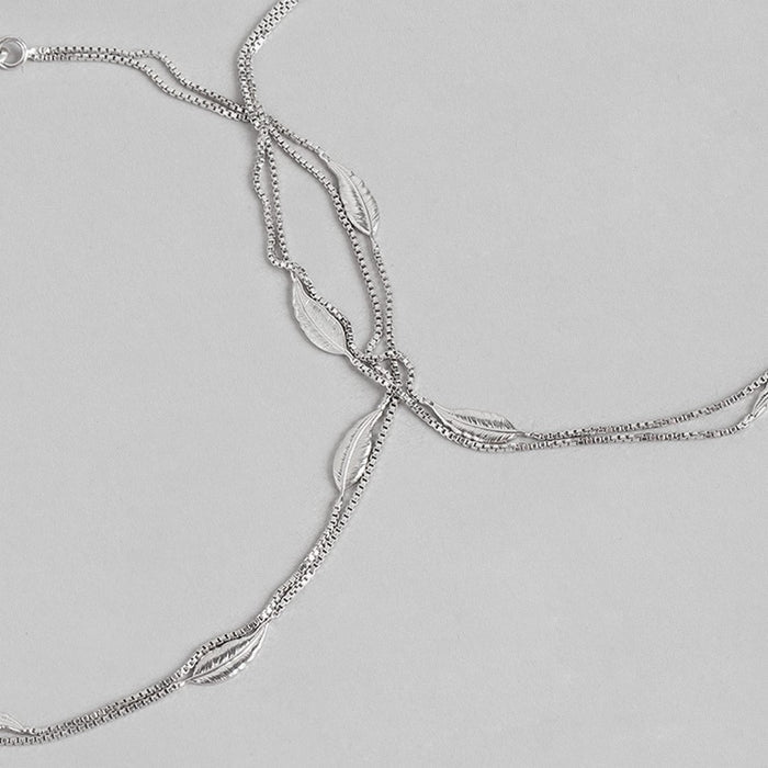 Leafy Multistring Chained 925 Sterling Silver Anklet
