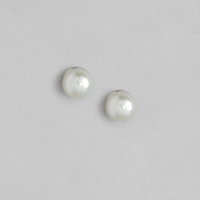 Leafy Pearl Two-Way Rhodium Plated 925 Sterling Silver Studs
