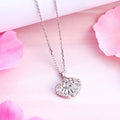 Leafy Radiance CZ Rhodium-Plated 925 Sterling Silver Necklace