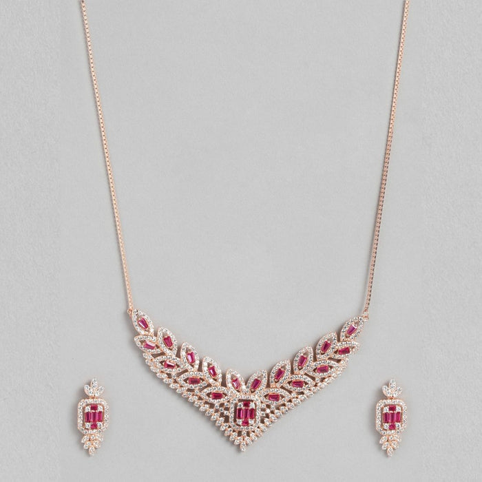 Leafy Radiance Harmony Rose Gold-Plated 925 Sterling Silver Jewelry Set