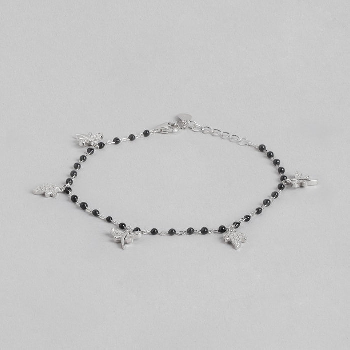 Leafy Radiance Rhodium-Plated CZ 925 Sterling Silver Bracelet