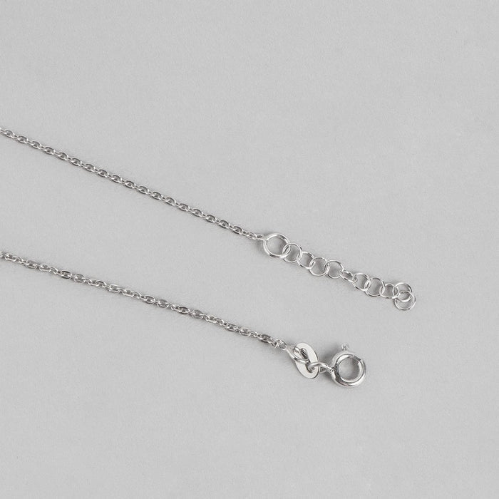 Leafy Rhodium Plated 925 Sterling Silver Link Chained Anklet