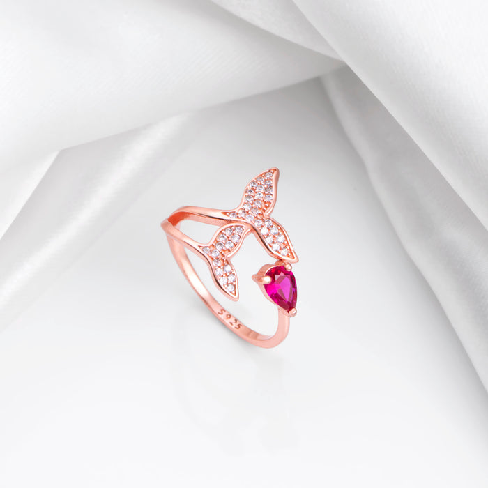 Leafy Rose Gold Plated 925 Sterling Silver Ring