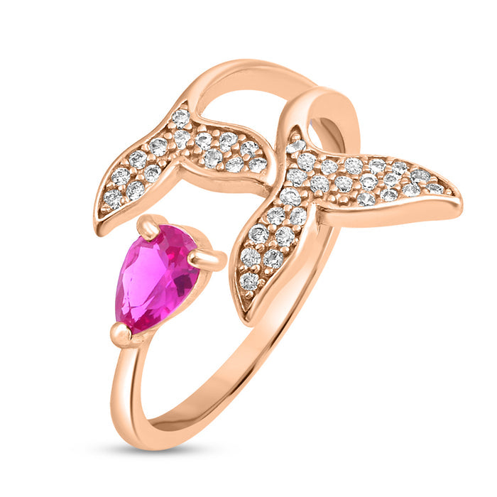 Leafy Rose Gold Plated 925 Sterling Silver Ring