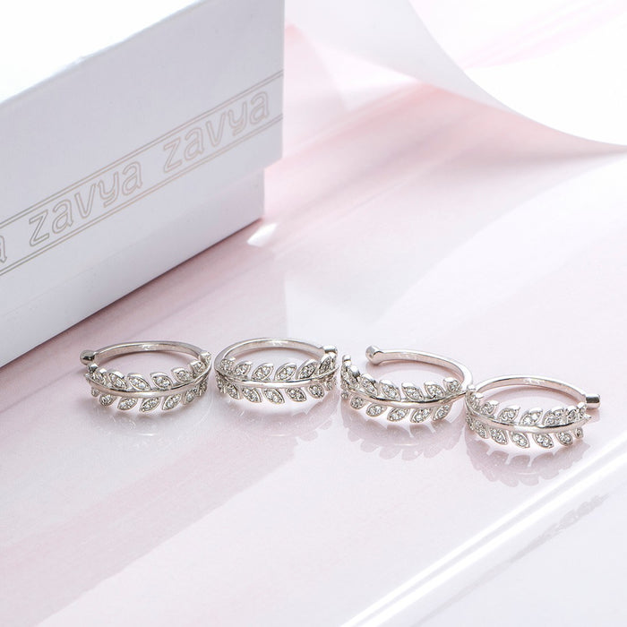 Leafy Silver Adjustable 925 Silver Toe Ring Combo