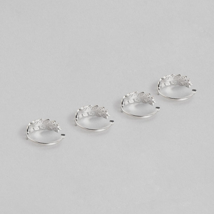 Leafy Silver Adjustable 925 Silver Toe Ring Combo