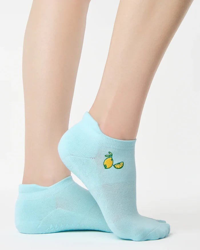 Lemons Full Foot Grip Socks Sky