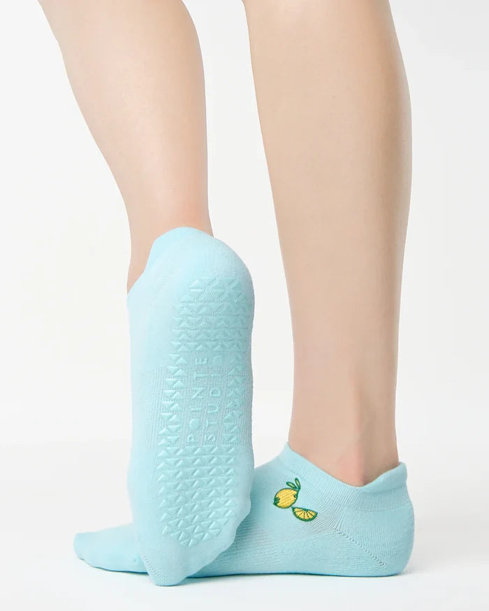 Lemons Full Foot Grip Socks Sky