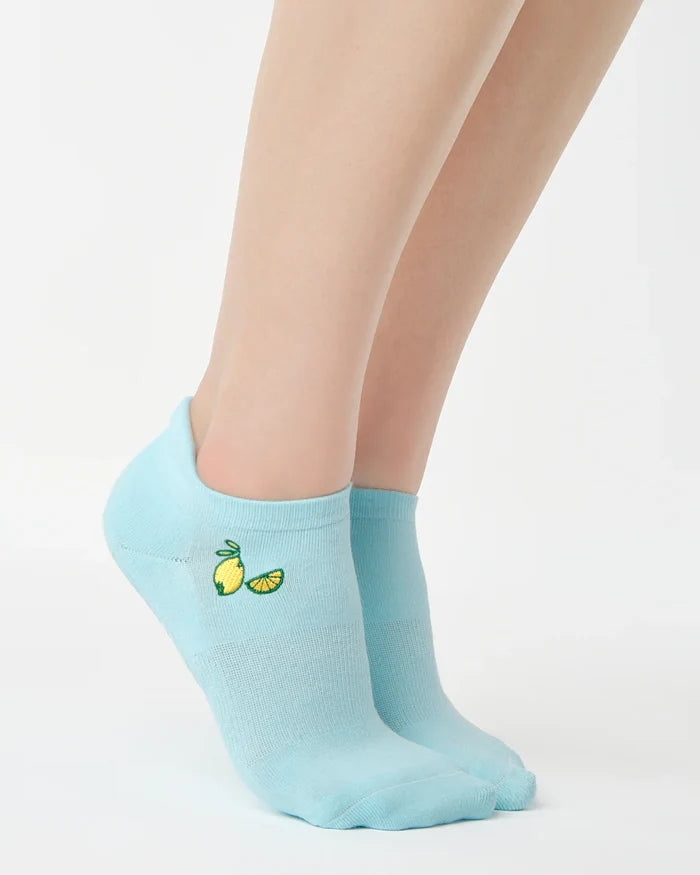 Lemons Full Foot Grip Socks Sky