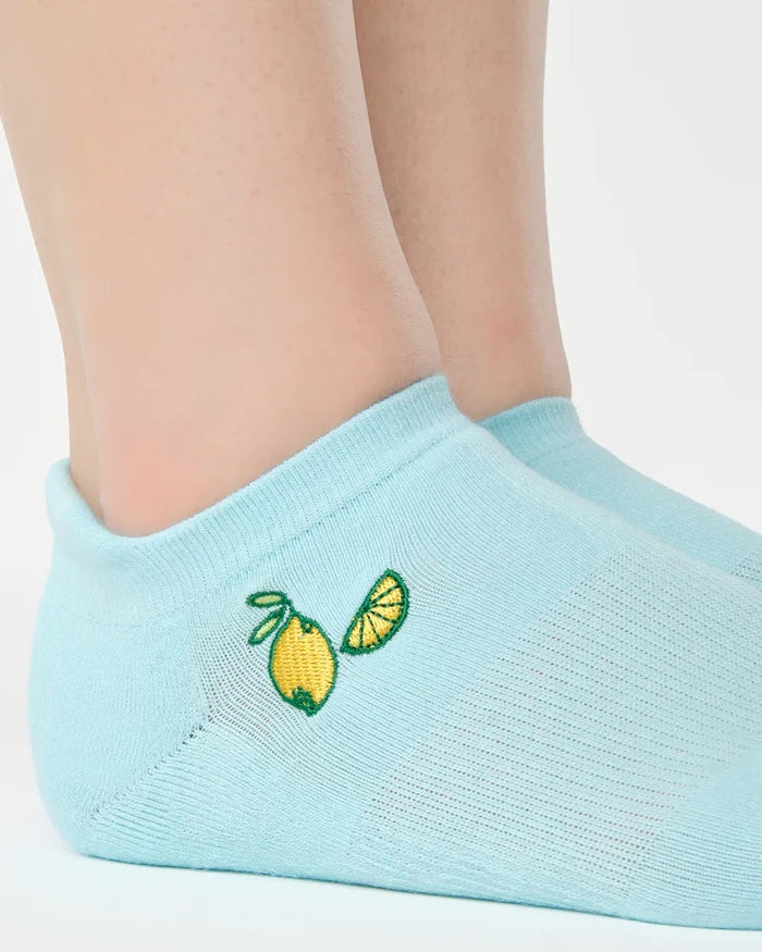 Lemons Full Foot Grip Socks Sky
