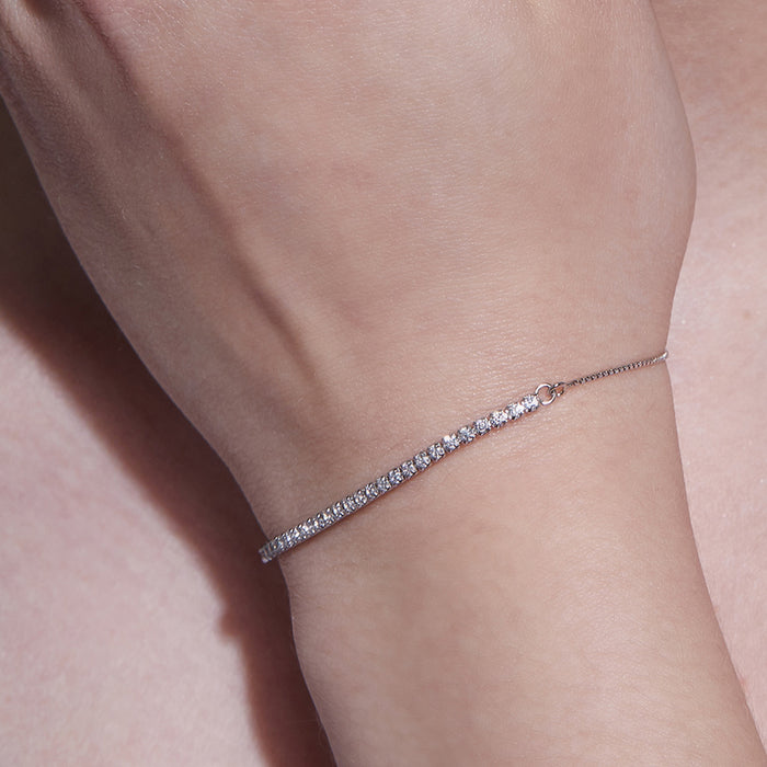 Linear Sleek Zircon 925 Silver Bracelet
