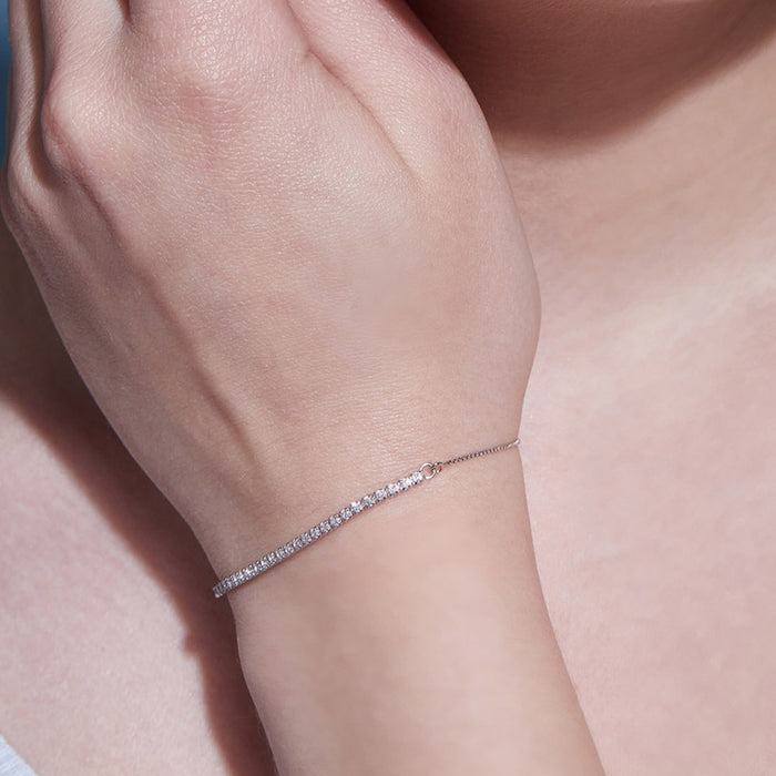 Linear Sleek Zircon 925 Silver Bracelet