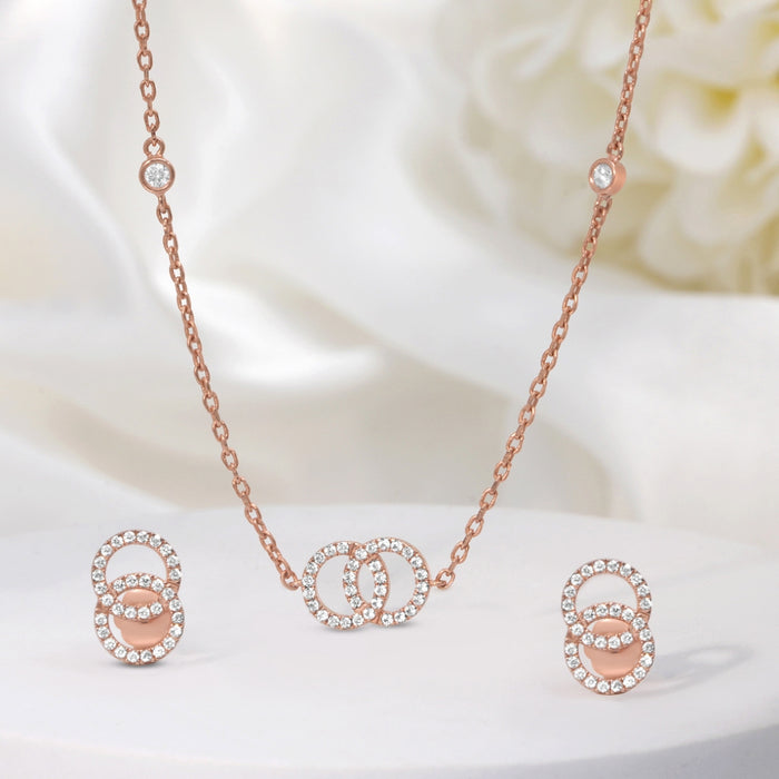 Linked Destiny Rose Gold Plated 925 Sterling Silver Jewellery Set